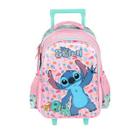 Mochila Infantil Escolar Rodinhas Meninas Stitch Disney Rosa