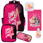 Mochila Infantil Feminina Grande Barbie Rosa Costas e Itens - TOYS 2U