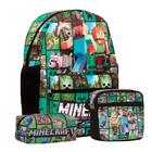 Mochila Infantil Grande Minecraft Jogo Costas Resistente