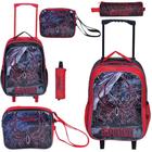 Mochila Infantil Masculina Com Carrinho 16'' + Lancheira 8'' E Estojo Spider - WINCY