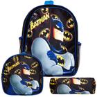 Mochila Infantil Masculina de Costas Batman Lancheira Estojo