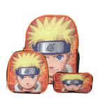 Mochila Infantil Masculina Naruto Clássico Costa + Lancheira