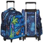 Mochila Infantil Masculina Stitch 3D Rodinha Cor Azul