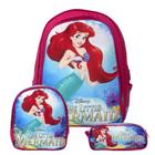 Mochila Infantil Menina Pequena Sereia Tam G Com Estojo Aula