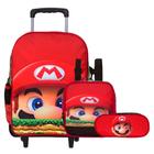 Mochila Infantil Menino Rodinha Super Mario + Estojo Toys 2U