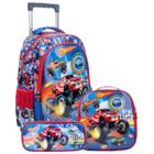 Mochila Infantil Rodinha Carros + Estojo + Lancheira Térmica