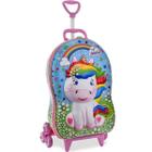 Mochila infantil rodinha tripla 3D Cute Unicórnio Diplomata