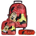 Mochila Infantil Rodinhas Minnie Lancheira Estojo Vermelho - Toys 2U