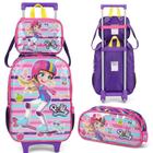 Mochila Infantil Rodinhas Polly Com Lancheira e Estojo Roxo - Luxcel