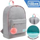 Mochila Juvenil Escolar Tilibra Feminina Académie Dots Cinza