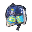 Mochila lancheira Infantil com Viseira Menino + Copo + Brinquedo Personagem