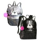 Mochila Lantejoulas Girl Paetê Brilho Muda Cor Cat Dog Panda