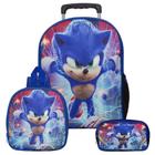 Mochila Masculina Escolar Rodinha Sonic + Lancheira E Estojo - Toys 2U