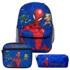 Mochila Masculina Juvenil Homem Aranha Lancheira Estojo