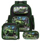 Mochila Masculina Preta Lancheira e Estojo Incrivel Hulk - TOYS 2U