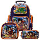 Mochila Masculino Infantil Dragon Ball Azul com Rodinhas