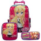 Mochila Menina Infantil Rodinha Polly Pocket Com Lancheira - Toys 2U