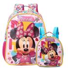 Mochila Minnie De Alças Com Lancheira Térmica Escolar Disney