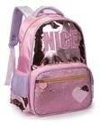 Mochila Nice Com Glitter Juvenil Escolar C/ Chaveiro Pompom