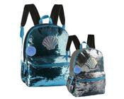 Mochila Paete Sereia Cg 2102 Muda De Azul E Prata
