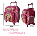 Mochila Para Menina TAM G Com Rodinhas de Silicone Bolsos Para Garrafa e Lápis