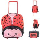 Mochila Passeio Escolar com Rodinhas Infantil Bichinho Zoo Joaninha