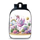 Mochila pequena pré escolar creche infantil anime passaro rosa - exo