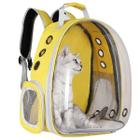 Mochila Pet Amarela Panorâmica Astronauta Cachorro Gato Cão