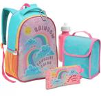 Mochila Rainbow 5 Peças Lancheira Com Estojo Menina infantil