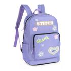 Mochila Reforçada Costas Juvenil Stitch Disney Lilas Luxcel