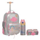 Mochila Rodas Lilica Glimmer Garrafa Inox Estojo Necessaire