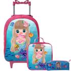 Mochila Rodinha Infantil Menina Escolar + Lancheira Térmica +estojo Box