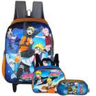 Mochila Rodinhas Boruto + Estojo Naruto Shippuden + Lancheira Laranja