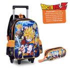 Mochila Rodinhas Estojo Duplo Dragon Ball Z Bolsa Meninos - Clio