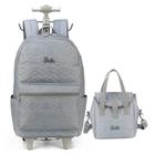 Mochila Rodinhas + Lancheira Térmica Barbie Cinza - Luxcel