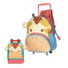 Mochila Rodinhas + Lancheira Térmica Kit Com Estampa Desenho Girafa Encante Seu Pequeno Com Estilo e Diversão - Clio Pets