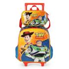 Mochila Rodinhas Laranja Alça Escolar Toy Story e Lancheira