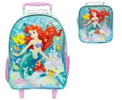 Mochila Rodinhas Princesa Ariel Pequena Sereia com Lancheira - Xeryus