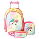 Mochila Rodinhas Unicornio Tie Dye Lancheira Estojo