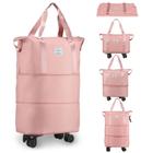 Mochila rolante VOOWO expansível com rodas rosa 58L