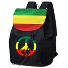 Mochila Símbolo Paz E Amor Em Tecido - Reggae - Bob Marley