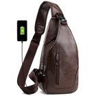 Mochila Sling Bag Peicees Leather Sling para homens com porta USB