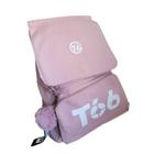 Mochila T66 Bolsa Feminina de Costas Grande Escolar Viagem Passeio c/ Chaveiro Pompom