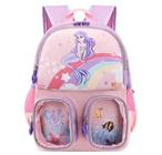 Mochila Unicórnio Infantil Escolar Faixa refletiva