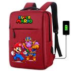 Mochila USB Escolar Estampa Infantil Mario Bros Notebooks, Trabalho Escola (Interface USB) - Use Thuco