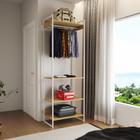 Modulo Closet Industrial Cabideiro Ferro Branco Canela