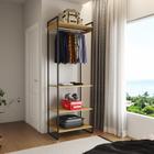 Modulo Closet Industrial Cabideiro Ferro Preto Canela