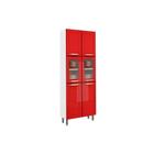 Módulo Cozinha Bertolini Colors Paneleiro 6037 6 Portas (2 de Vidro) Branco/Vermelho