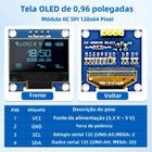 Módulo De Exibição OLED De 128x64 Pixels Tela I2C SSD1306 De 0,96 Polegadas Para Arduino Raspberry - AOKIN