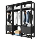 Módulo Guarda Roupa Closet Casal 1 Porta 2 Gavetas Titan Preto Velluto - Móveis Leão